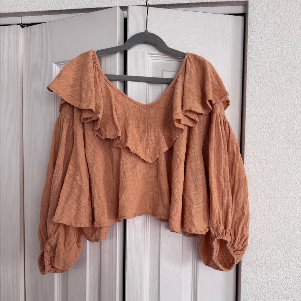 Open Back Free People Frilly Blouse